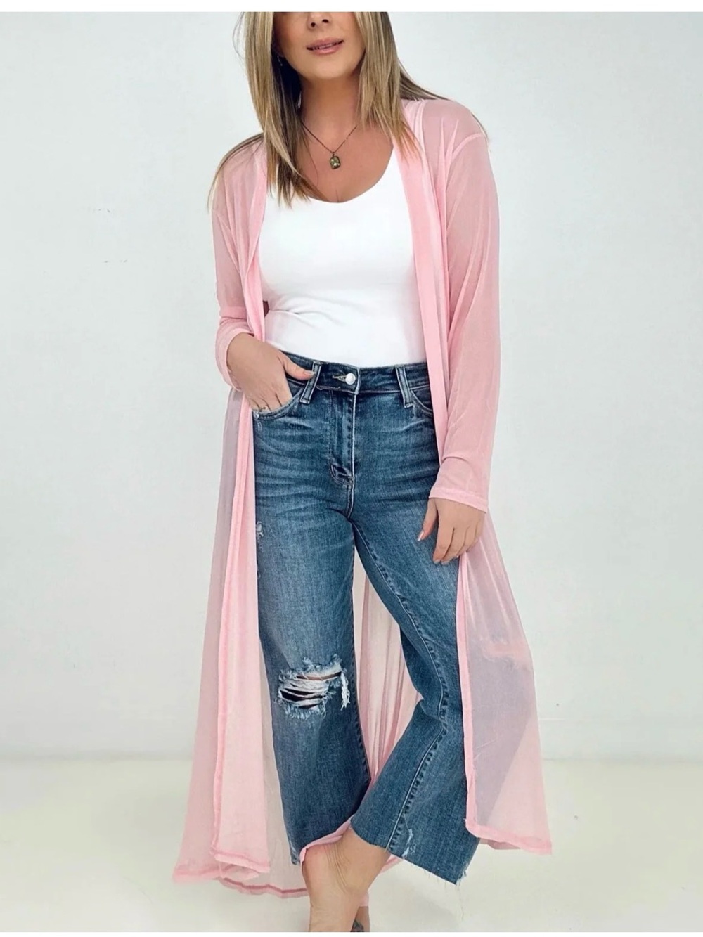 ReVamped Coral Duster Cardigan Size Medium - Picture 9 of 10